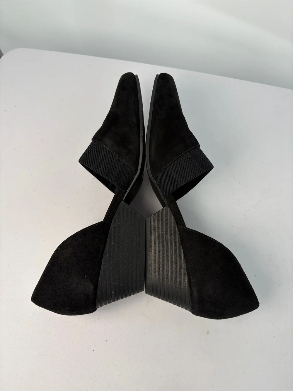 🌪️ Eileen Fisher Hilly suede  Black Pointed D'Orsay Low Heel Flats